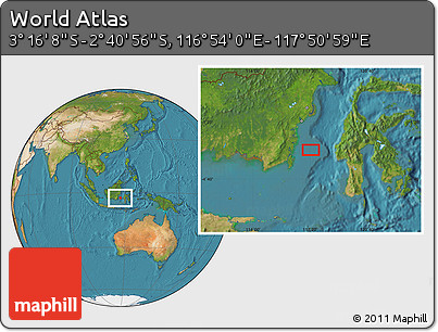 Satellite Location Map of the Area around 2° 58' 32" S, 117° 22' 30" E