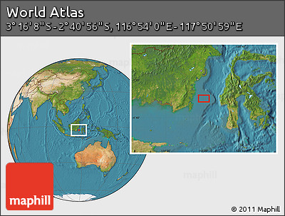 Satellite Location Map of the Area around 2° 58' 32" S, 117° 22' 30" E