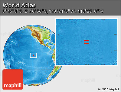 Physical Location Map of the Area around 2° 58' 32" S, 118° 55' 30" W