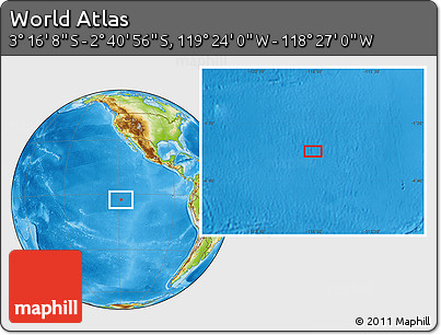 Physical Location Map of the Area around 2° 58' 32" S, 118° 55' 30" W
