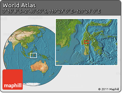 Satellite Location Map of the Area around 2° 58' 32" S, 119° 55' 30" E
