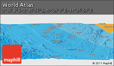 Political Panoramic Map of the Area around 2° 58' 32" S, 11° 7' 30" E