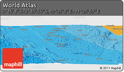 Political Panoramic Map of the Area around 2° 58' 32" S, 11° 7' 30" E