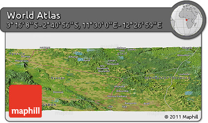 Satellite Panoramic Map of the Area around 2° 58' 32" S, 11° 58' 29" E