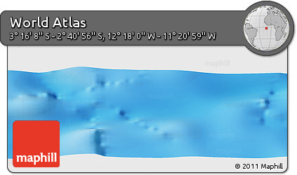 Physical Panoramic Map of the Area around 2° 58' 32" S, 11° 49' 29" W
