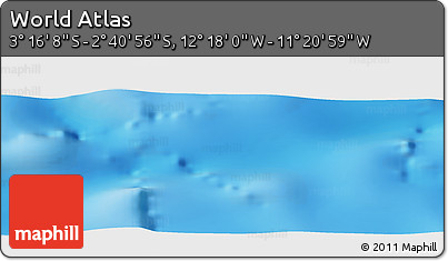 Physical Panoramic Map of the Area around 2° 58' 32" S, 11° 49' 29" W