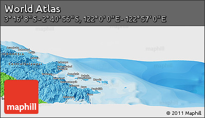 Political Panoramic Map of the Area around 2° 58' 32" S, 122° 28' 29" E