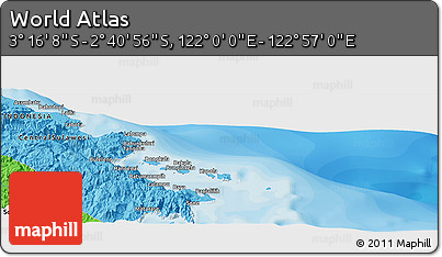 Political Panoramic Map of the Area around 2° 58' 32" S, 122° 28' 29" E