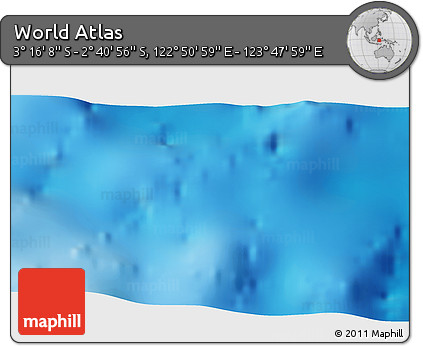 Shaded Relief 3D Map of the Area around 2° 58' 32" S, 123° 19' 29" E