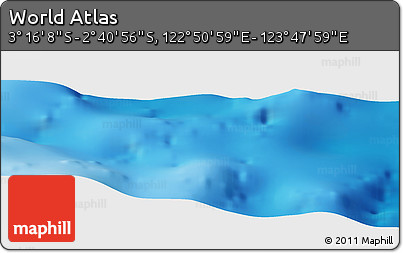 Shaded Relief Panoramic Map of the Area around 2° 58' 32" S, 123° 19' 29" E
