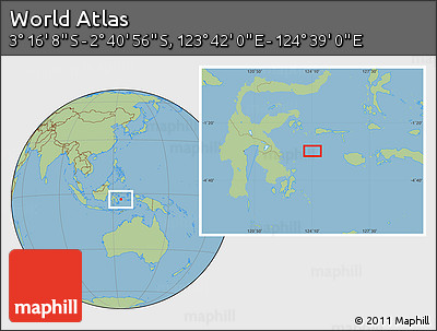 Savanna Style Location Map of the Area around 2° 58' 32" S, 124° 10' 30" E