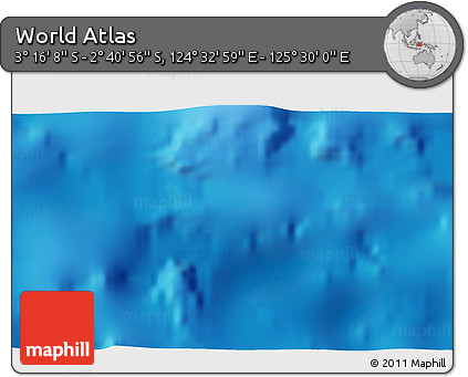 Shaded Relief 3D Map of the Area around 2° 58' 32" S, 125° 1' 30" E