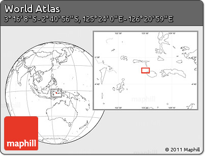 Blank Location Map of the Area around 2° 58' 32" S, 125° 52' 30" E
