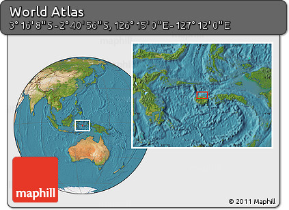 Satellite Location Map of the Area around 2° 58' 32" S, 126° 43' 29" E