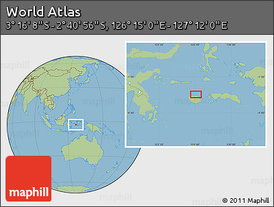 Savanna Style Location Map of the Area around 2° 58' 32" S, 126° 43' 29" E