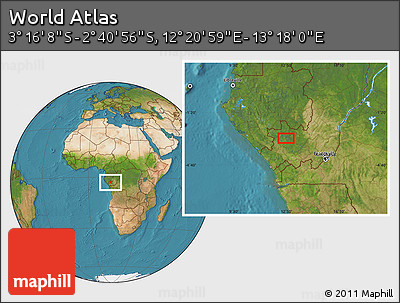 Satellite Location Map of the Area around 2° 58' 32" S, 12° 49' 29" E