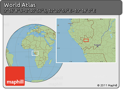 Savanna Style Location Map of the Area around 2° 58' 32" S, 12° 49' 29" E