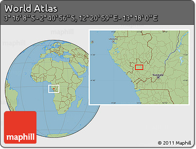 Savanna Style Location Map of the Area around 2° 58' 32" S, 12° 49' 29" E
