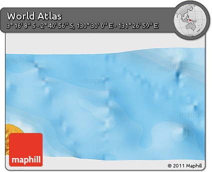 Political 3D Map of the Area around 2° 58' 32" S, 130° 58' 29" E