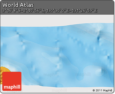 Political 3D Map of the Area around 2° 58' 32" S, 130° 58' 29" E
