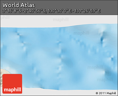 Shaded Relief 3D Map of the Area around 2° 58' 32" S, 130° 58' 29" E