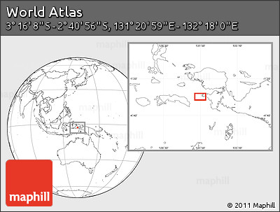 Blank Location Map of the Area around 2° 58' 32" S, 131° 49' 29" E