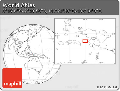 Blank Location Map of the Area around 2° 58' 32" S, 131° 49' 29" E