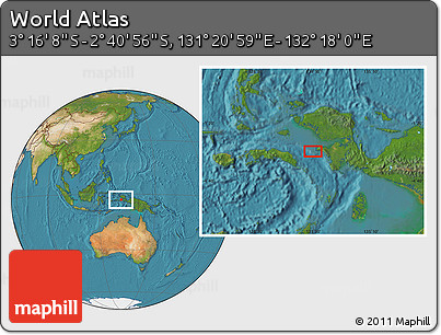 Satellite Location Map of the Area around 2° 58' 32" S, 131° 49' 29" E