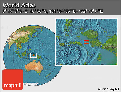 Satellite Location Map of the Area around 2° 58' 32" S, 131° 49' 29" E