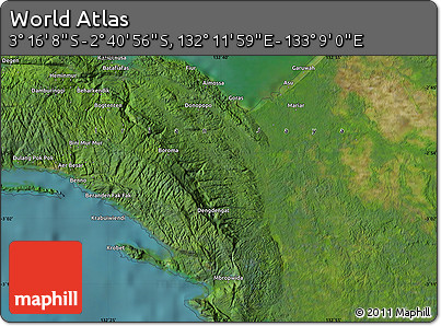 Satellite Map of the Area around 2° 58' 32" S, 132° 40' 30" E
