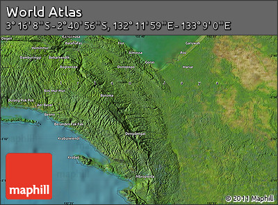 Satellite Map of the Area around 2° 58' 32" S, 132° 40' 30" E