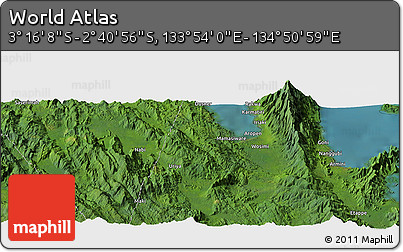Satellite Panoramic Map of the Area around 2° 58' 32" S, 134° 22' 30" E