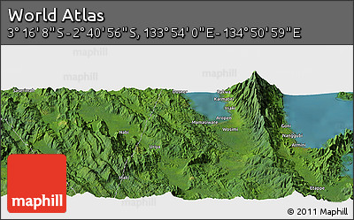 Satellite Panoramic Map of the Area around 2° 58' 32" S, 134° 22' 30" E