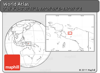 Blank Location Map of the Area around 2° 58' 32" S, 136° 4' 29" E