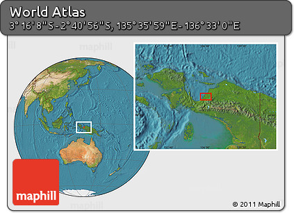 Satellite Location Map of the Area around 2° 58' 32" S, 136° 4' 29" E