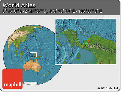 Satellite Location Map of the Area around 2° 58' 32" S, 136° 4' 29" E