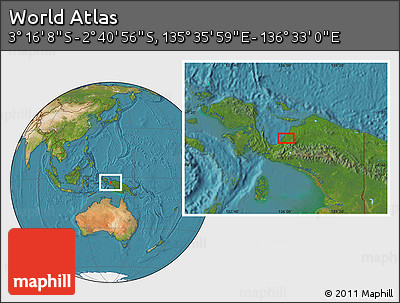 Satellite Location Map of the Area around 2° 58' 32" S, 136° 4' 29" E