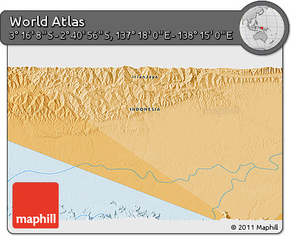 Political 3D Map of the Area around 2° 58' 32" S, 137° 46' 30" E