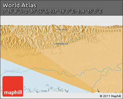Political 3D Map of the Area around 2° 58' 32" S, 137° 46' 30" E