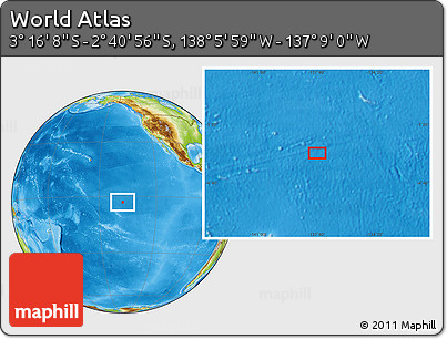 Physical Location Map of the Area around 2° 58' 32" S, 137° 37' 30" W