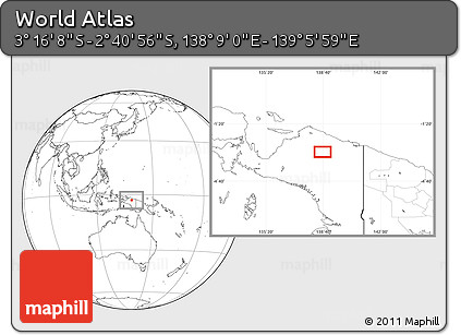 Blank Location Map of the Area around 2° 58' 32" S, 138° 37' 30" E