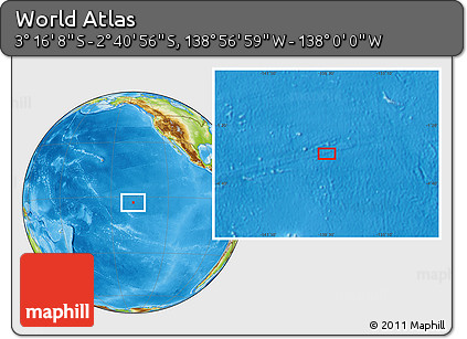 Physical Location Map of the Area around 2° 58' 32" S, 138° 28' 29" W