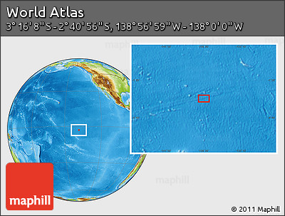 Physical Location Map of the Area around 2° 58' 32" S, 138° 28' 29" W