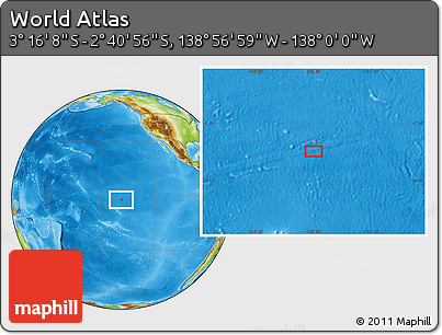 Physical Location Map of the Area around 2° 58' 32" S, 138° 28' 29" W