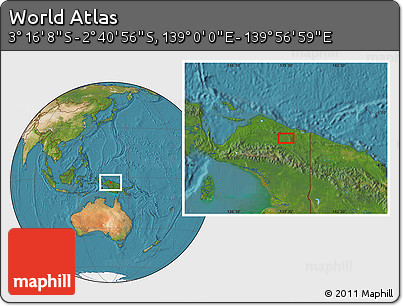 Satellite Location Map of the Area around 2° 58' 32" S, 139° 28' 29" E