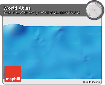 Physical 3D Map of the Area around 2° 58' 32" S, 139° 19' 29" W