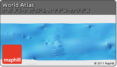 Physical Panoramic Map of the Area around 2° 58' 32" S, 13° 31' 30" W
