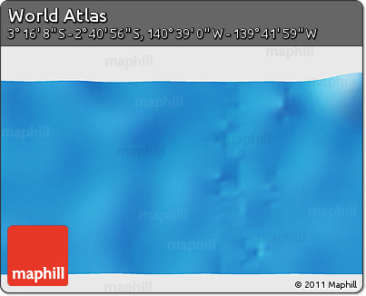 Shaded Relief 3D Map of the Area around 2° 58' 32" S, 140° 10' 30" W