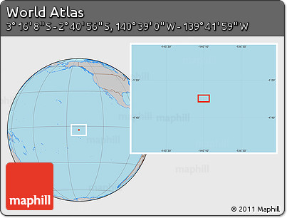 Gray Location Map of the Area around 2° 58' 32" S, 140° 10' 30" W