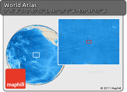 Shaded Relief Location Map of the Area around 2° 58' 32" S, 140° 10' 30" W